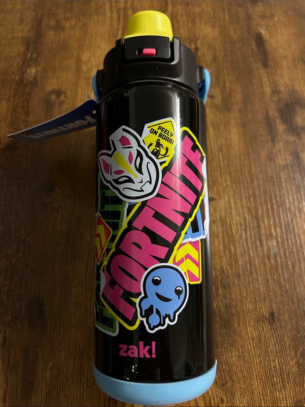 Fortnite Kids' Black and Pink Water Bottle with Blue Accents 20oz